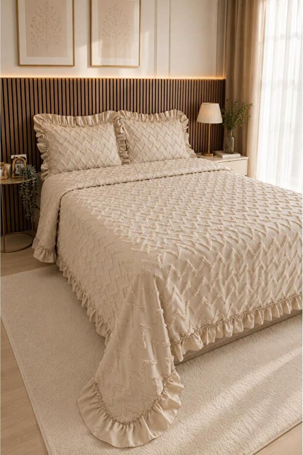 Ruffle Lumpa 3 Piece Double Pique Set Beige