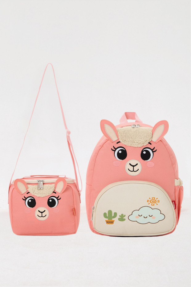 Licensed Lama Figured Girls' Nursery Kindergarten Backpack and Thermal Insulated Lunch Set