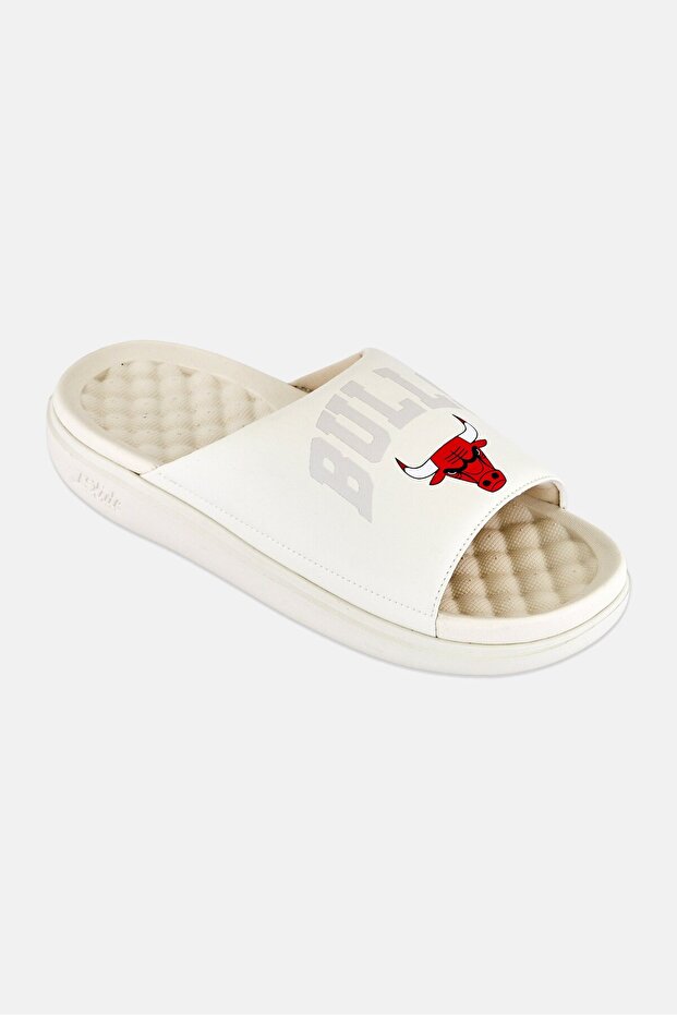Men Chicago Bulls Slip On Slides, Off White