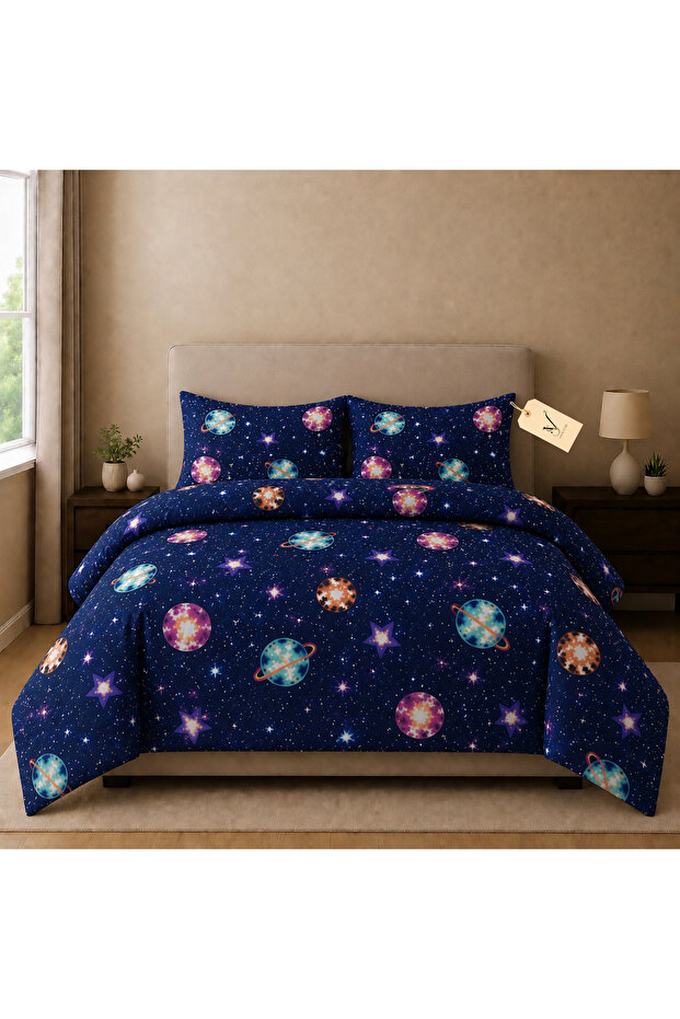 4 Piece Microfiber Bedding Set, 1 Printed Duvet Cover, 1 Fitted Sheet & 2 Pillow Covers