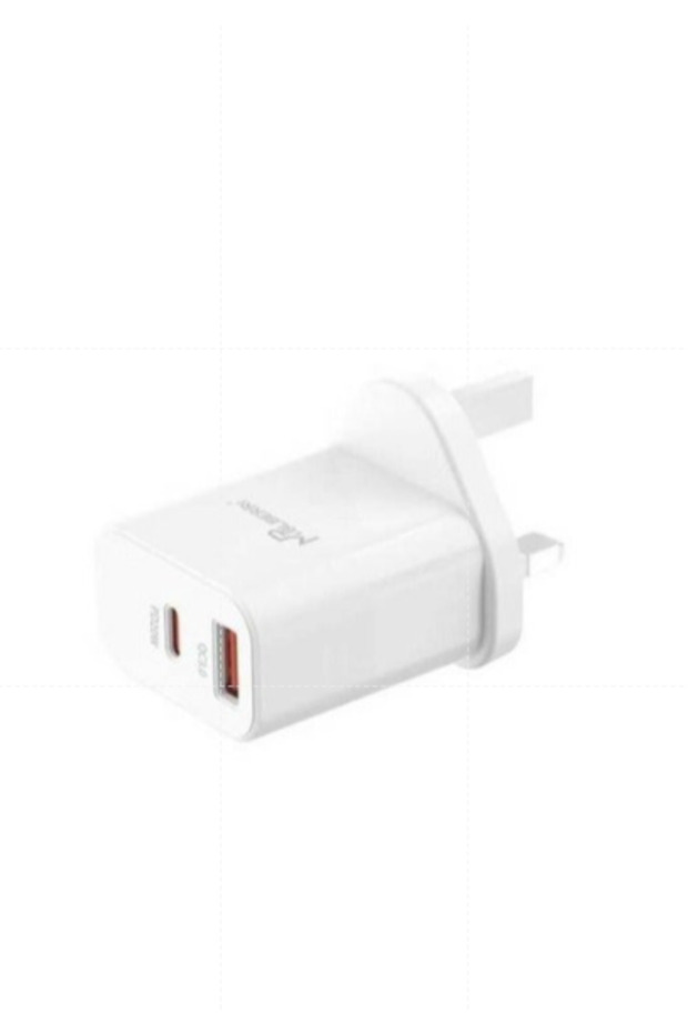 MBLBERRI 20W PD Fast Charger UK Plug | Dual Port USB-C + USB-A QC3.0 Wall Charger Adapter for iPhone 17/16/15/14/13, Samsung Galaxy, Xiaomi, Huawei & Android