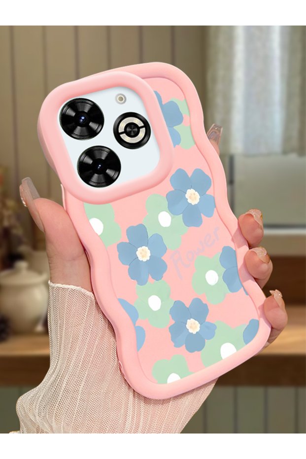 Infinix Smart 8 Plus Compatible Case Camera Protector Pink Silicone Couple Phone Case Floral Pattern