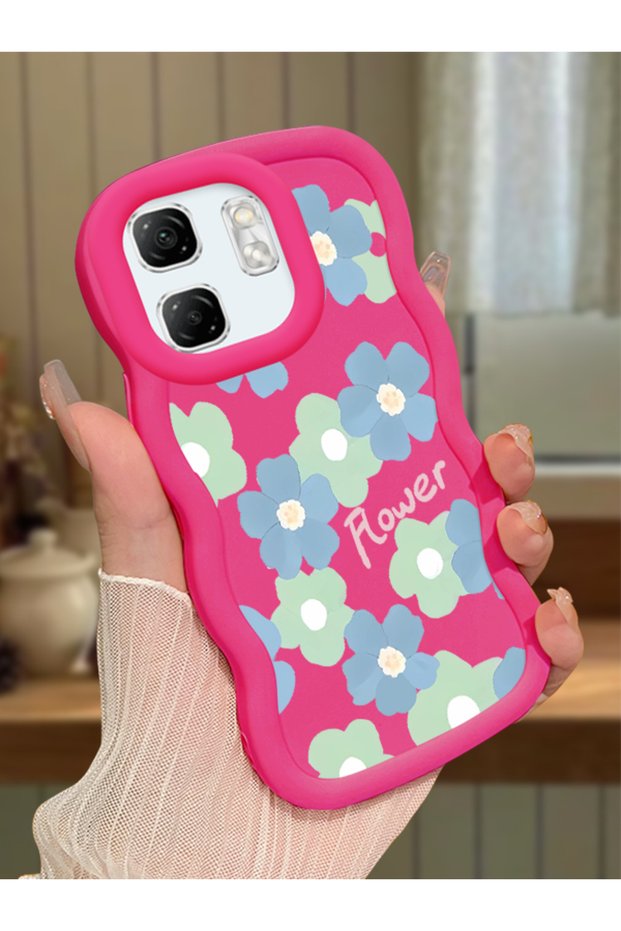 Infinix Hot 50I Compatible Case Camera Protector Red Silicone Couple Phone Case Floral Pattern