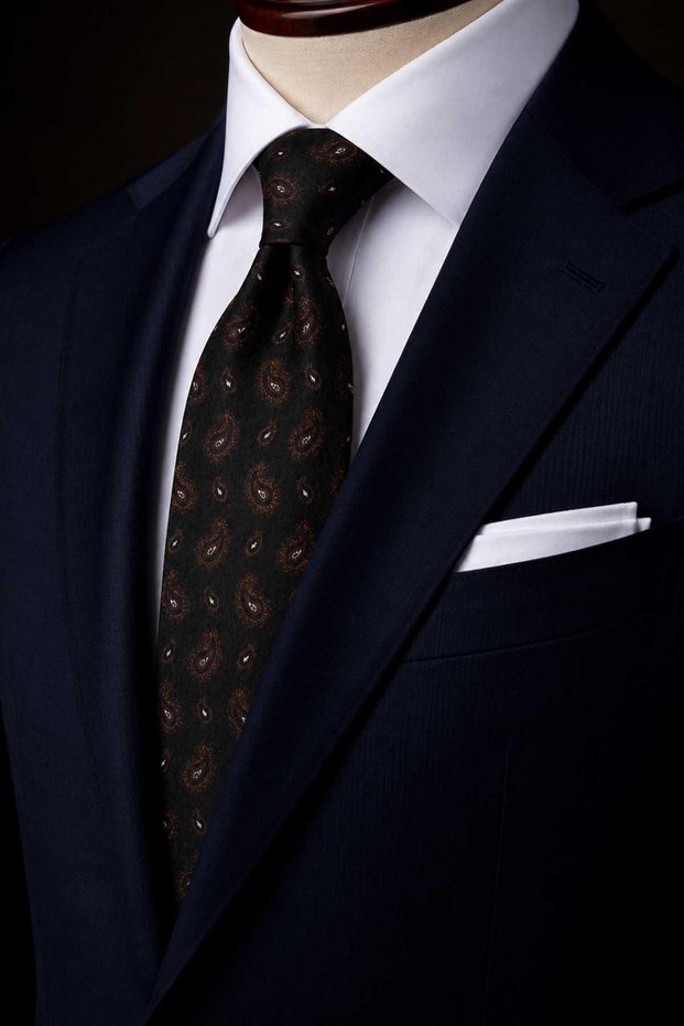 Black Shawl Pattern Italian Silk Tie Ik2486