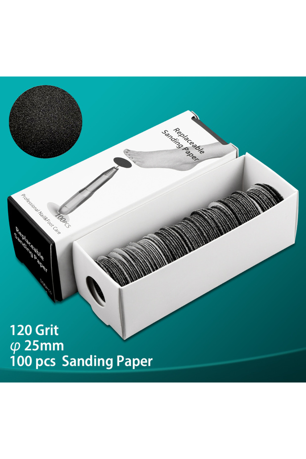 Black 120 Grit Professional Replaceable Sanding Paper 25 MM Pedicure Disc Foot Dead Skin Cuticle Cal