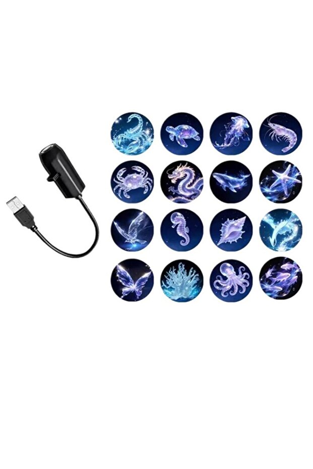 1set 【AD】LED USB Projector Light 16pcs Projection Patterns- Adjustable Whale Butterfly Jellyfish Sta