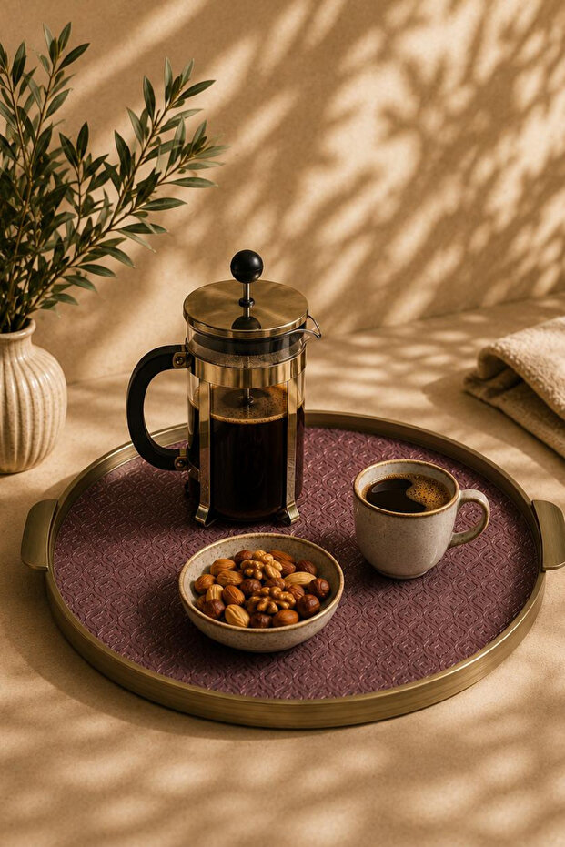 Royal Glow 38X37 cm Round Glass, Presentation, Breakfast, Tea Tray