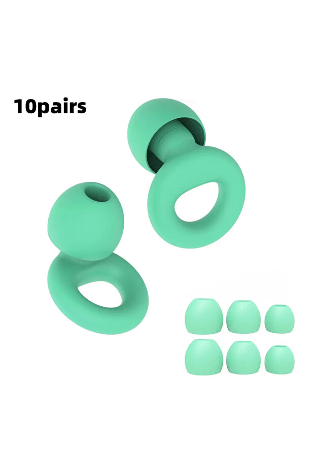 10sets Green 1-10 Pairs Silicone Earplugs Soft Reusable Ear Plugs For Sleeping Swimming Noise Reduct