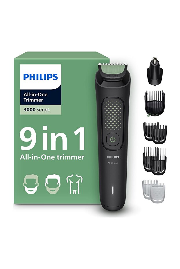 3000 Serisi 9in1, Erkek Bakım Seti, Yüz/Saç/Vücut Tıraş Makinesi, Islak /Kuru Kullanım, MG3946/15