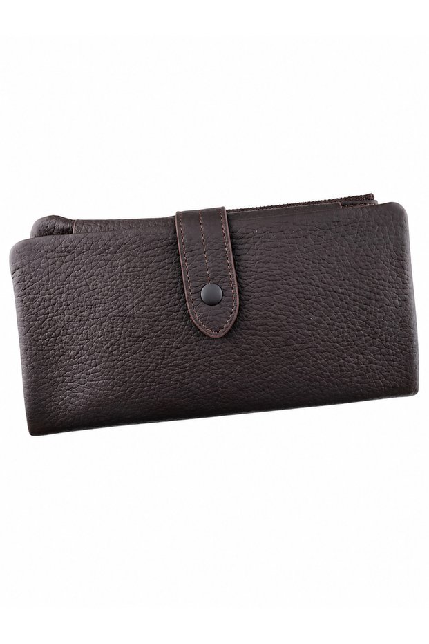 Women's Genuine Leather Zippered Multi-Compartment Long Wallet