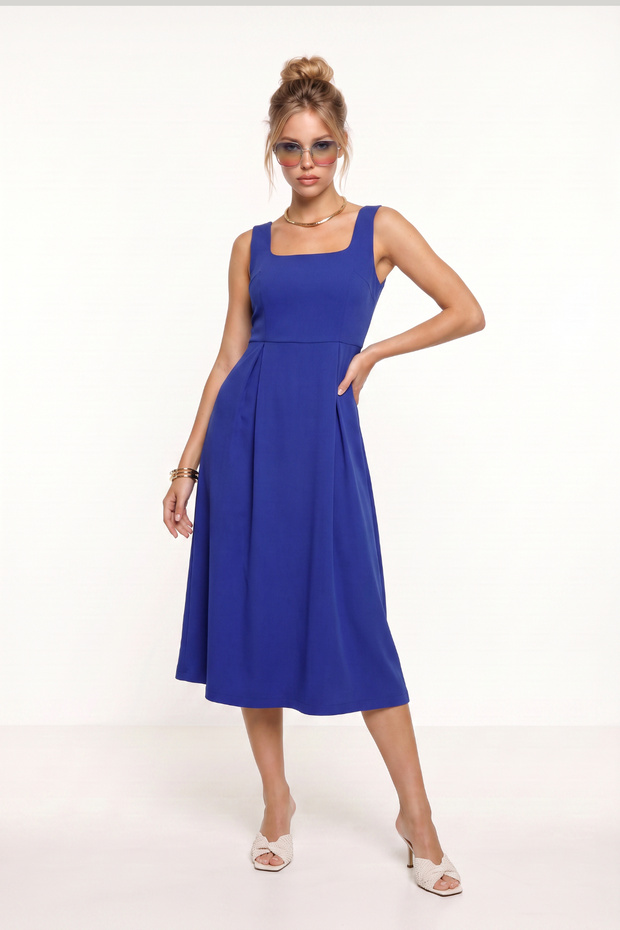 A-Line Midi Woven Dress Lwf0026 Cobalt Blue