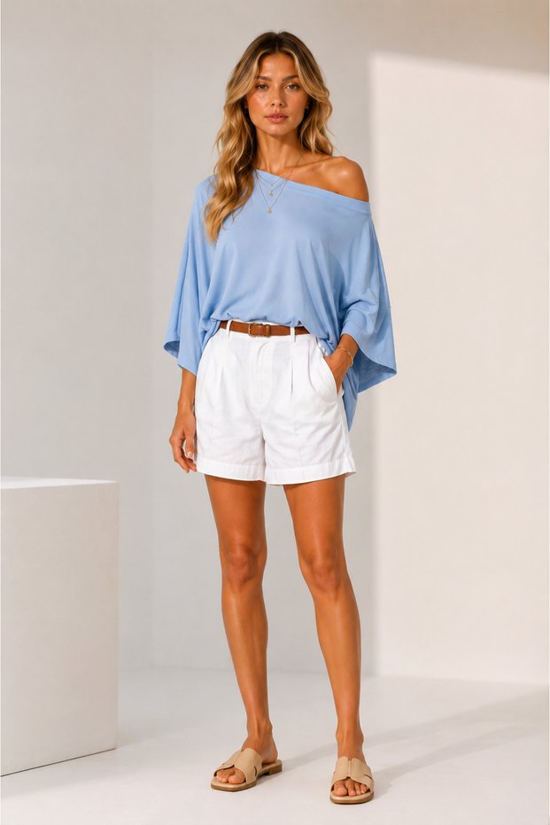 Women's Boat Neck Bat Sleeve Loose Blouse Comfortable Fit Daily Stylish Basic Blouse