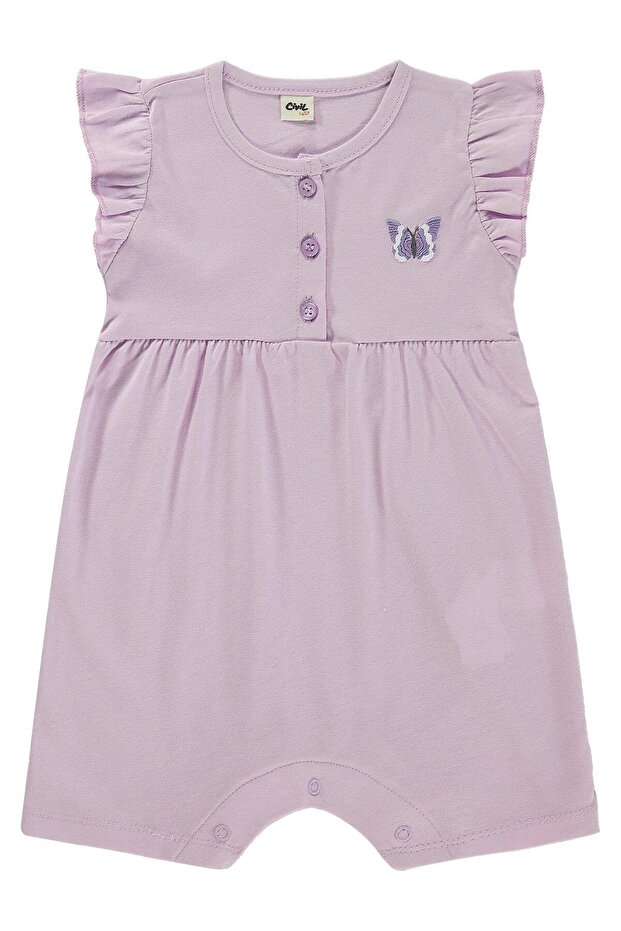Butterfly Printed Sleeveless Jumpsuit with Drawstring - Lilac