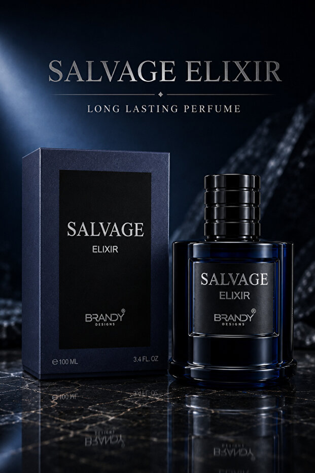 Salvage Elixir Eau de Parfum by Brandy Designs 100ml – Long-Lasting Luxury Perfume Spray with Dark Navy Bottle | Made in UAE, 3.4 Fl. Oz