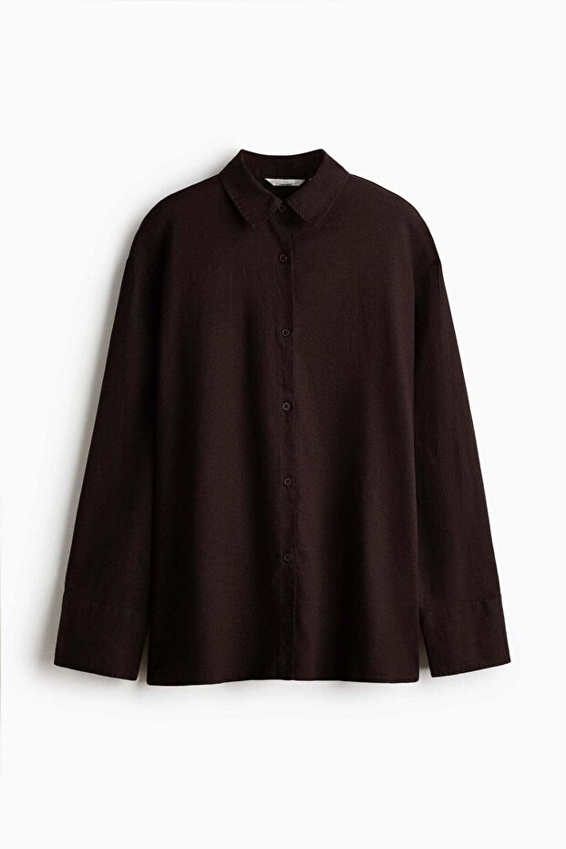 Oversized linen-blend shirt