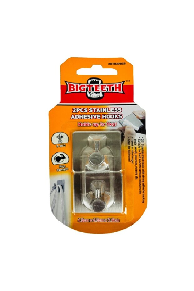 2PCS Stainless Adhesive Hooks