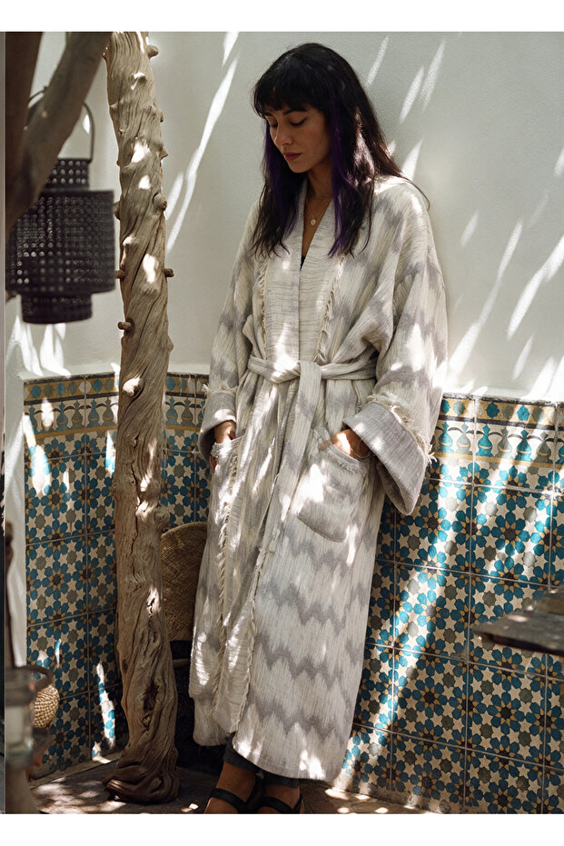 Duman 6 Layer Muslin Bohemia Kaftan / Gray