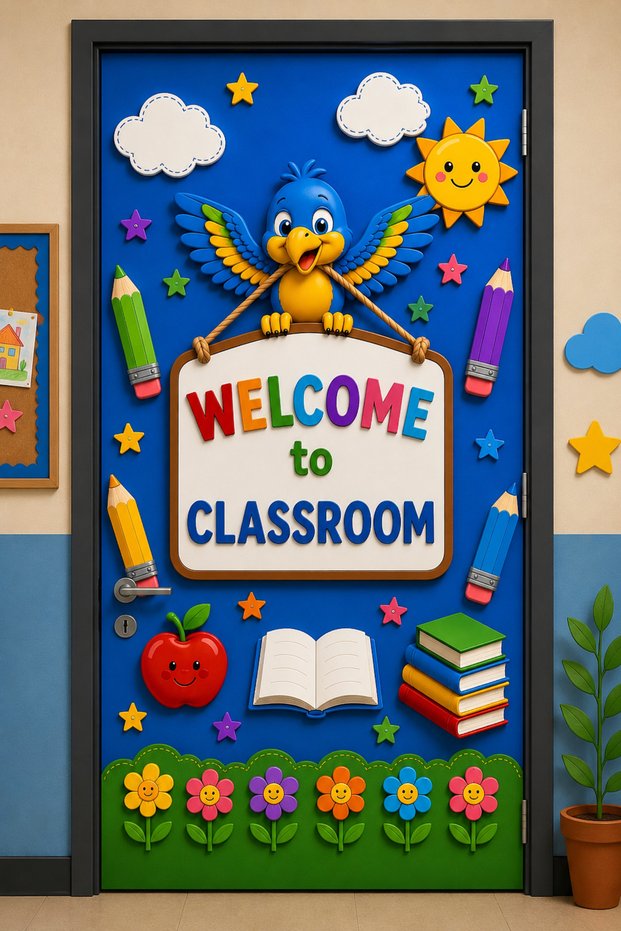 Elastic Door Decoration, Fabric Door Dressing, Welcome to Classroom, Classroom Door, School Event Door Decoration