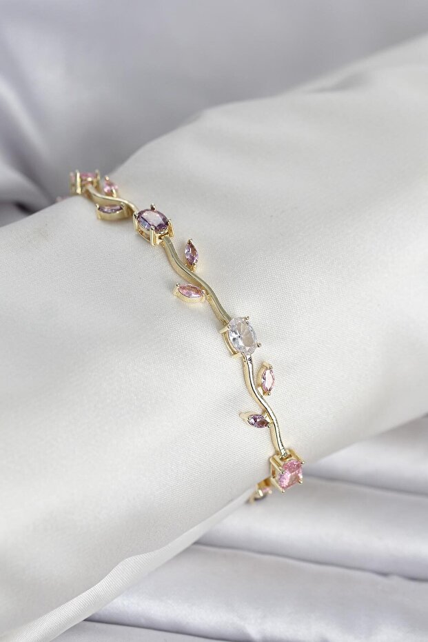 Brass Gold Color Flower Ivy Model Women's Bracelet