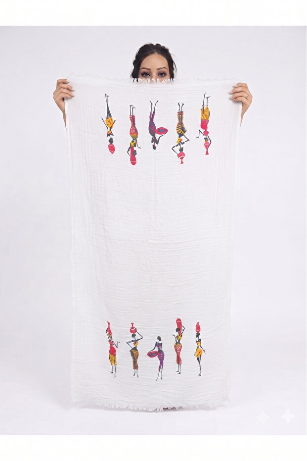 95 X 170 Double Layer Muslin Stone Print Soft Peshtamal