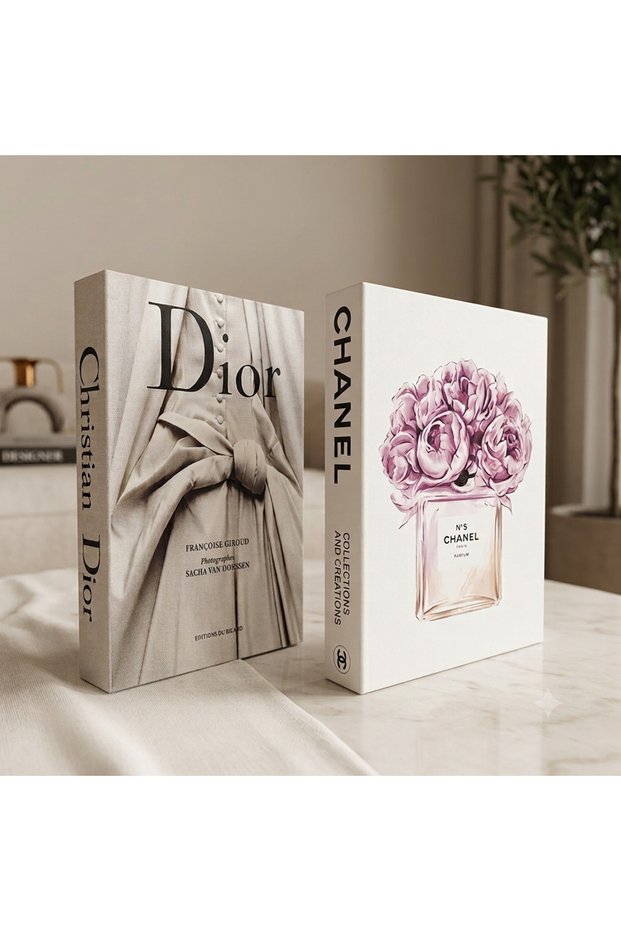 2-Piece Decorative Book Box | Wedding Dress & Perfume Themed Storage Box