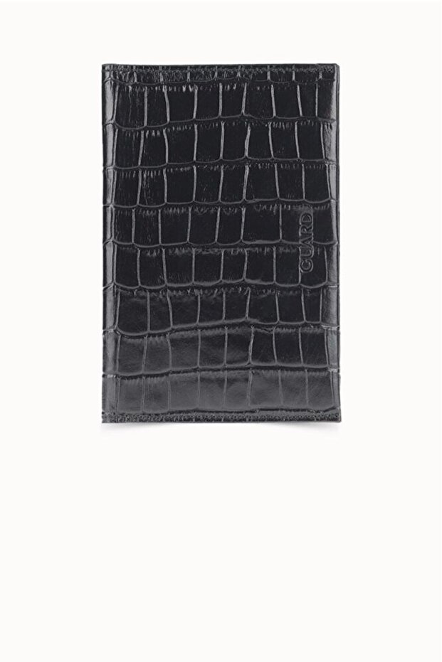 حافظة جواز سفر سوداء مطبوعة من Guard Croco