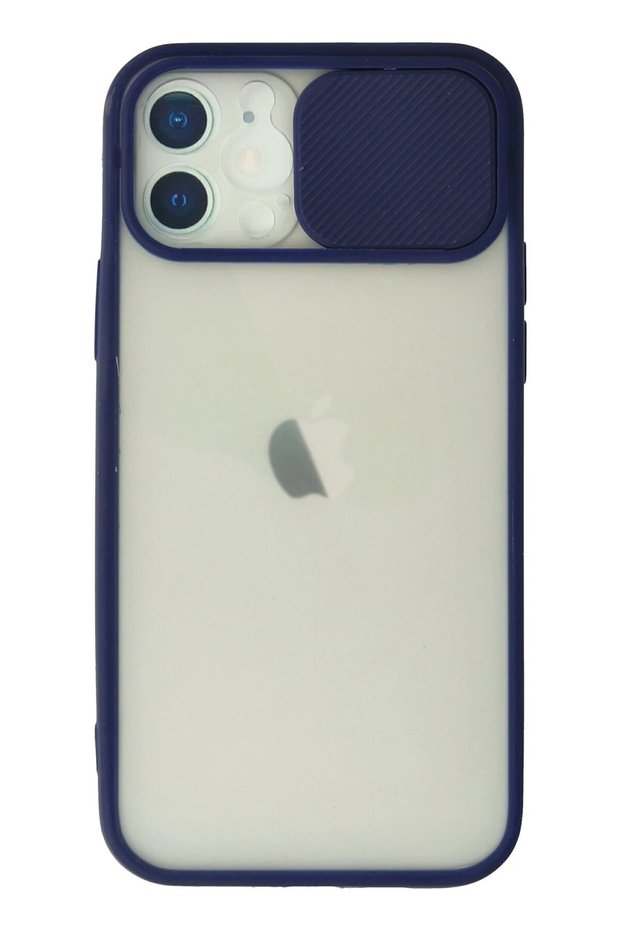 Aconcept iPhone 12 Case Palm Frosted Camera Sliding Silicone (224235) - Navy Blue