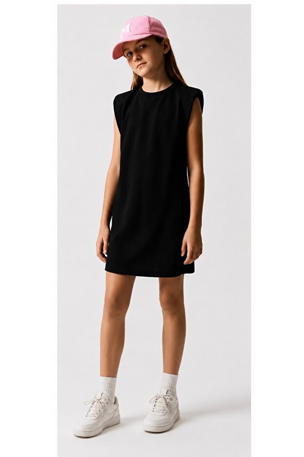 Girl's Padded Black Dress
