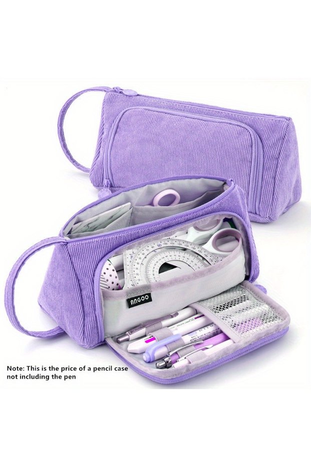PURPLE Colored Cute Pencil Case Pencilcase School Pouch Kawaii Large Capacity Pencil Bag Pencils Sch