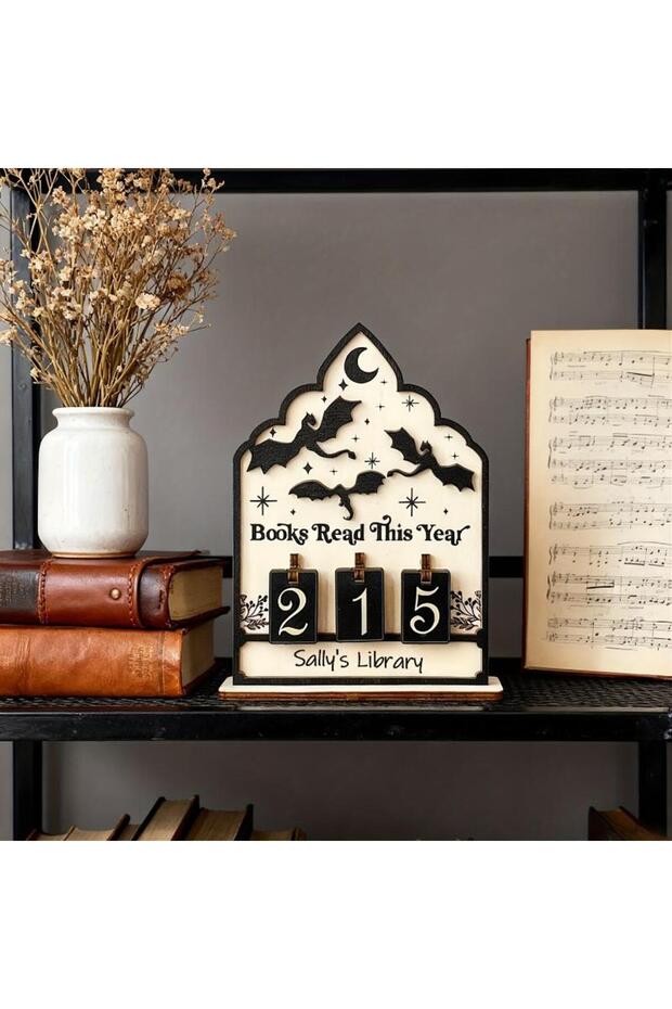 A1 Wooden Book Read This Year Counter Reading Challenge Tracker Bookshelf Club Classroom Decor New Y