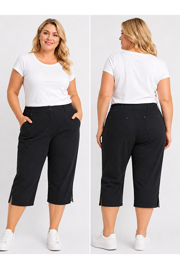 بنطلون كابري نسائي كبير الحجم من القماش
