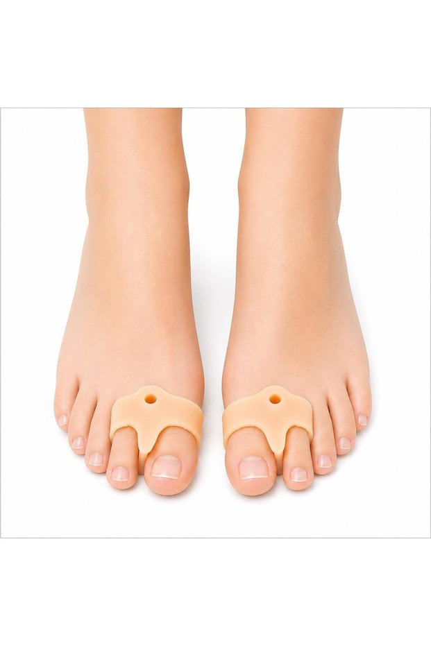 1 Pair Skin Color Thumb Separator 2 Finger Silicone Ring Roller Bunion Corrector between Fingers