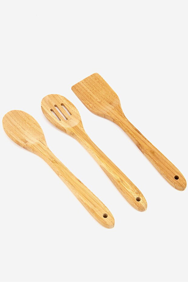 Set Of 3 Bamboo Tools, Natural
