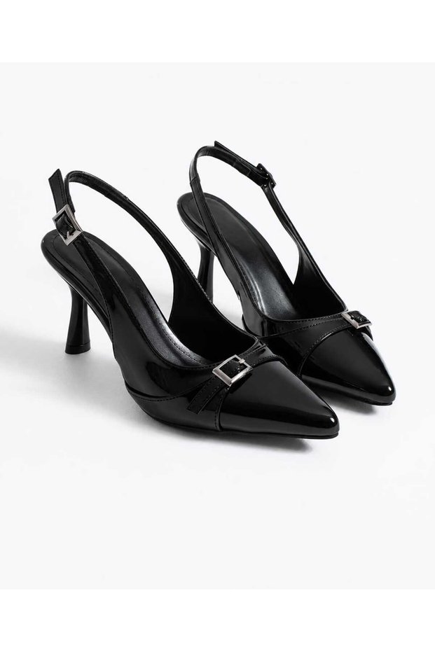 Women's Patent Leather Biyana Model Buckle Detailed Evening Dress Stiletto Classic Heeled Shoes