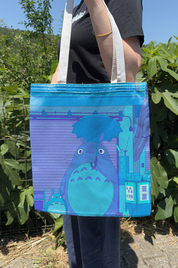 Totoro V3 Summer and Winter Double-Sided Canvas Print Tote Bag Anime Bag