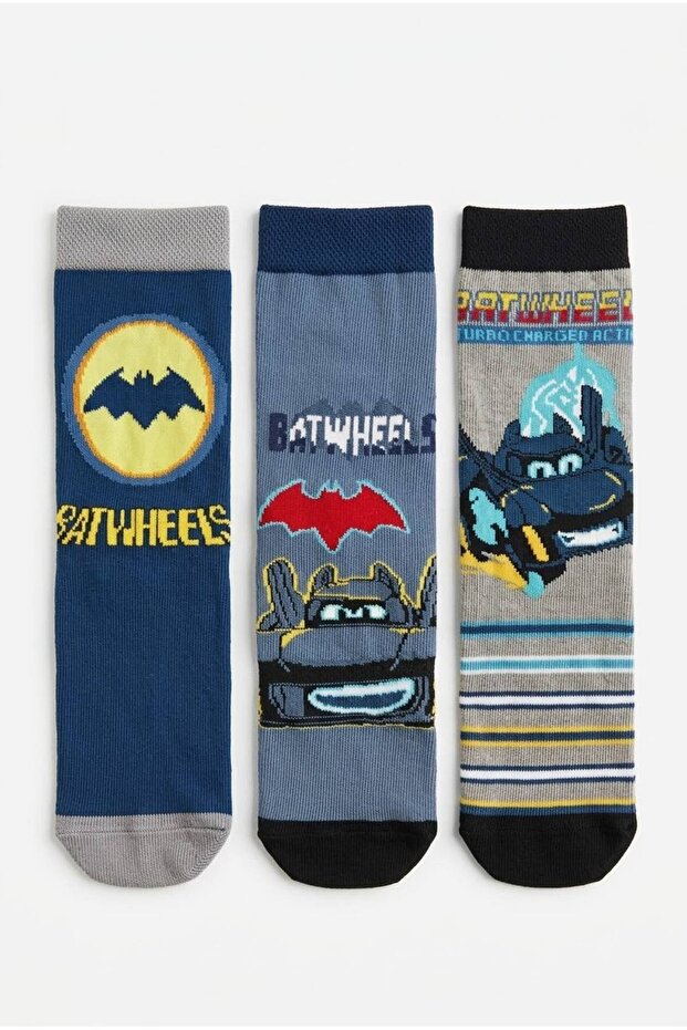 Licensed Batwheels 3-Pack Boys' Cotton Socks Daily Socks Gift Socks Superhero Socks School Socks Bw22159
