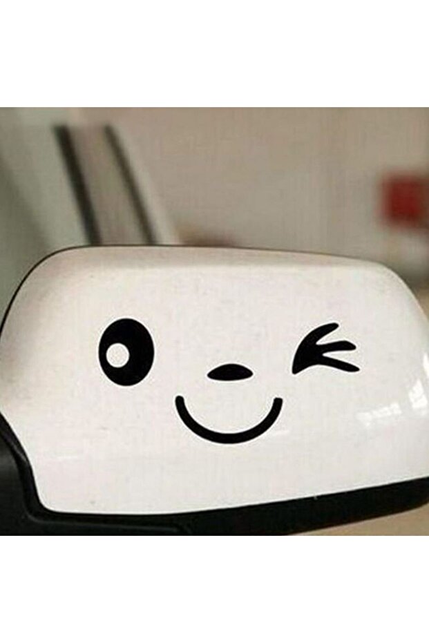 2-Pack Rear View Mirror Smiley Face Sticker for Vehicle, Car, Auto, Motorcycle, Helmet, Laptop, Glass Sticker 11X5.3 cm