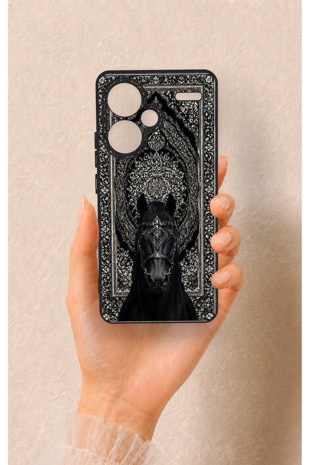 Redmi Note 13 Pro Plus Compatible Ethnic Horse Figure Patterned Silicone Case