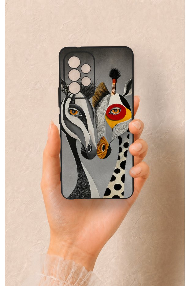 Samsung A53 Compatible Zebra and Giraffe Patterned Silicone Case