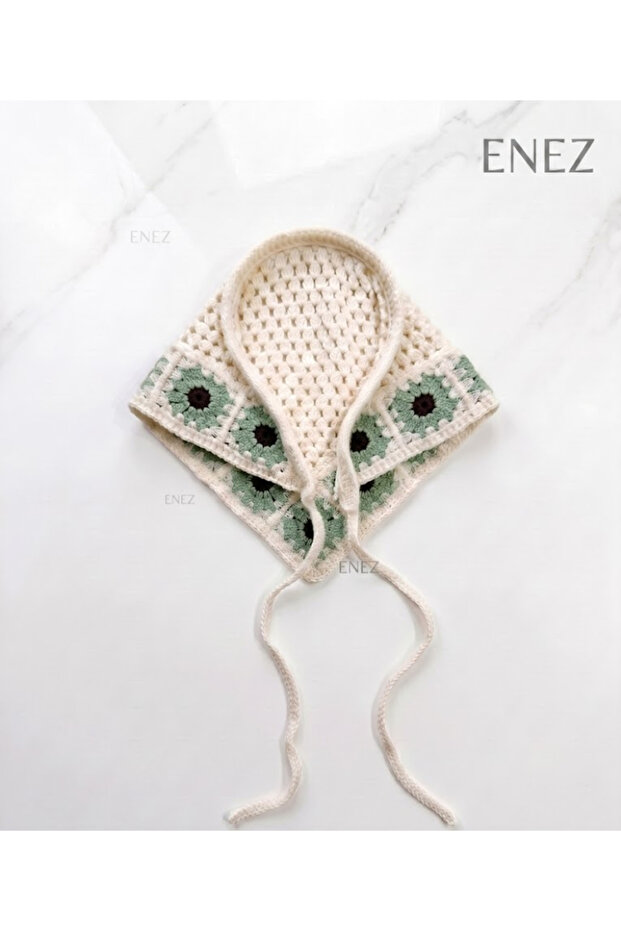Bohemian Style Floral Knitted Tie-On Crown Bandana