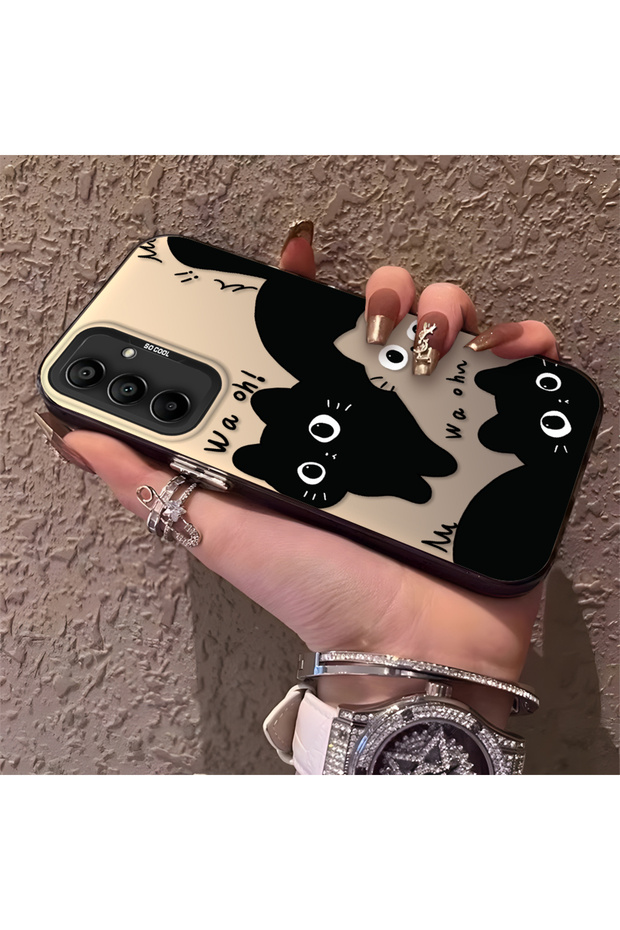 Samsung Galaxy A15 4G/5G Compatible High-Quality Fun Black Cat Printed Case