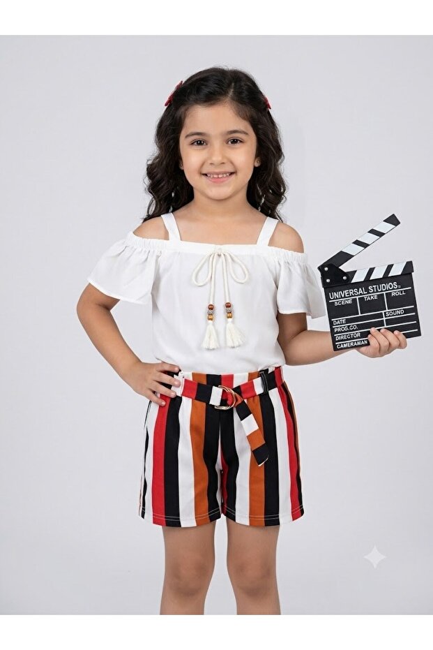 Girl's Suit with Strappy Shorts Age 3-10