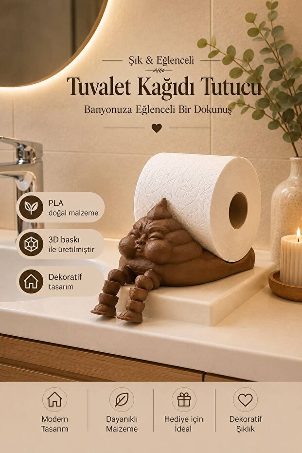 Decorative Toilet Paper Holder | Fun Toilet Paper Stand | Pla Natural Material