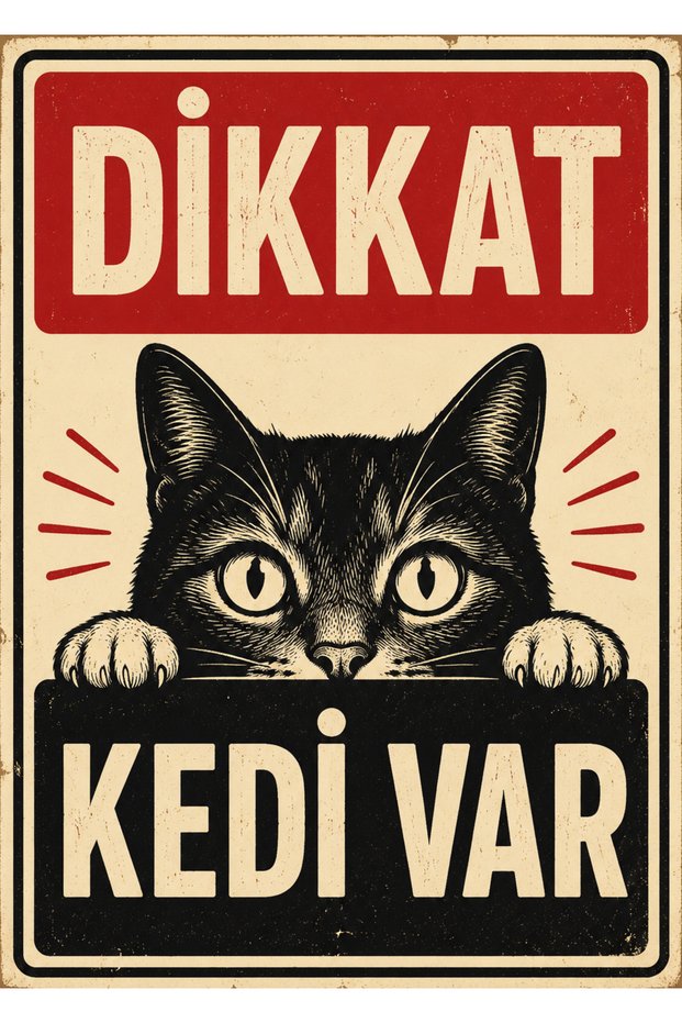 Retro Caution Cat Exists Metal Warning Sign Decorative Door Garden Wall Sign 20X30 cm