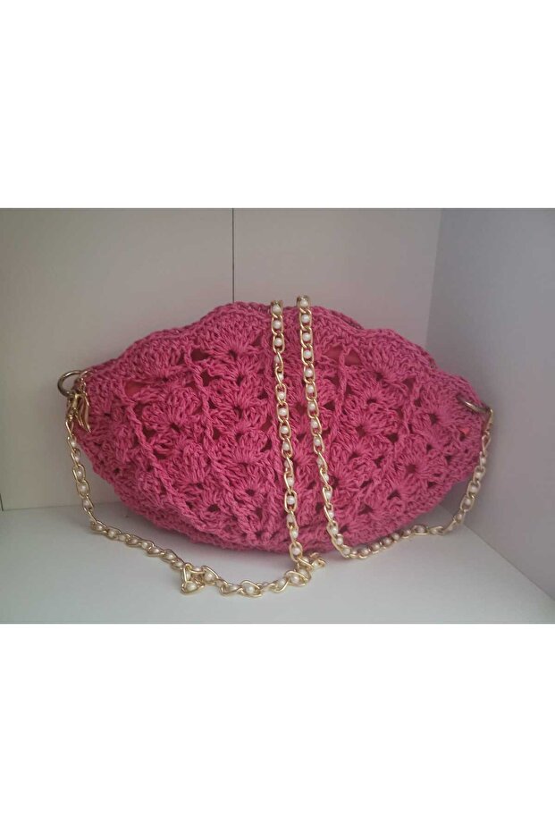 Hand Knitted Musselmold Model Women's Bag Pink