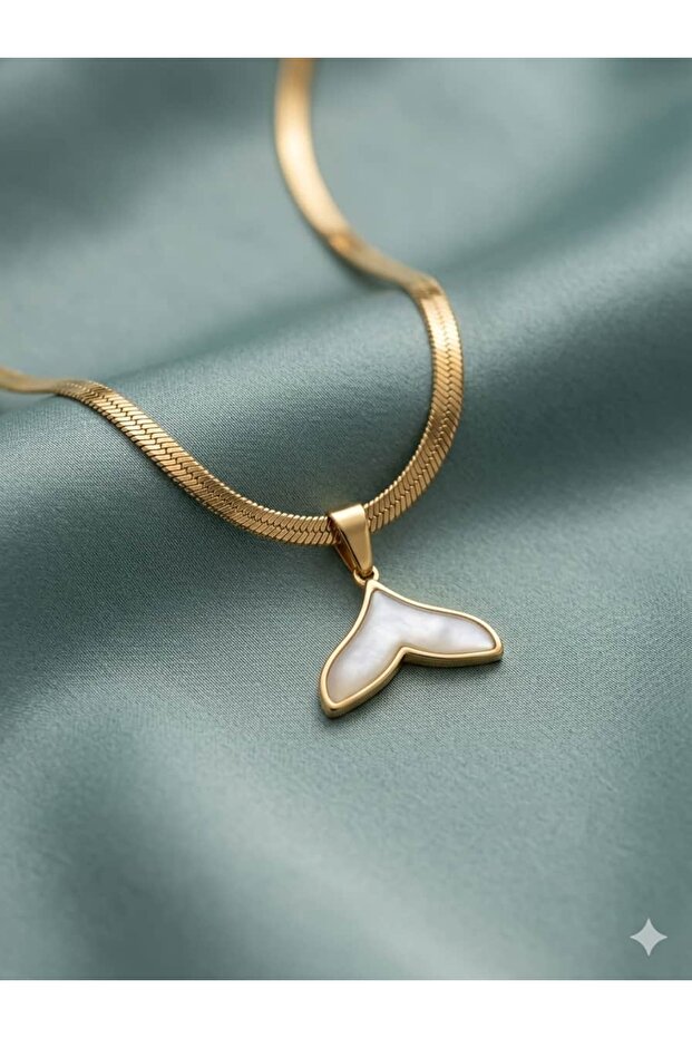 Stone Whale Tail Necklace Italian Crushed Stone