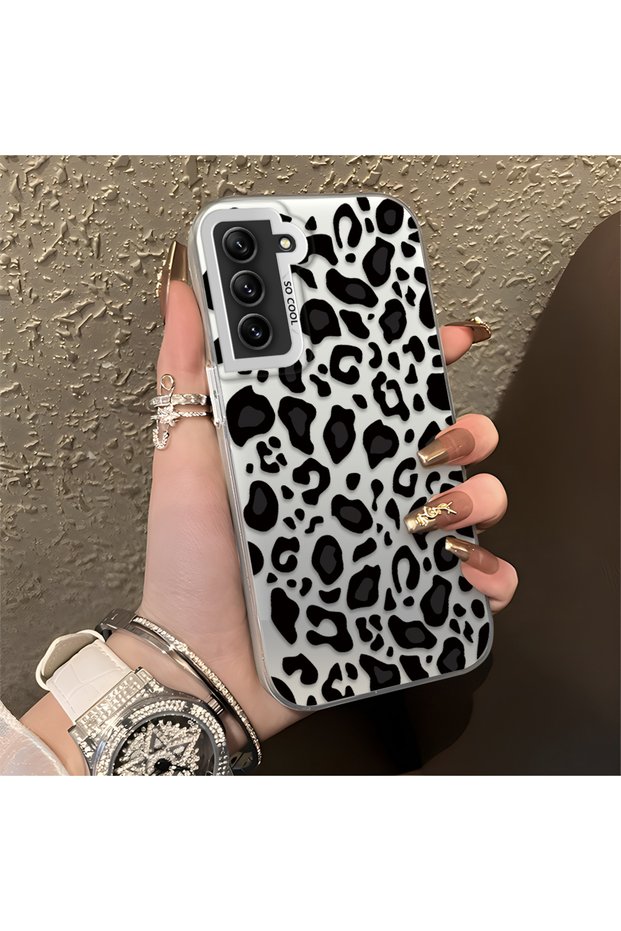 Samsung Galaxy S21 Fe Compatible High-Quality Black Leopard Phone Case, Shockproof