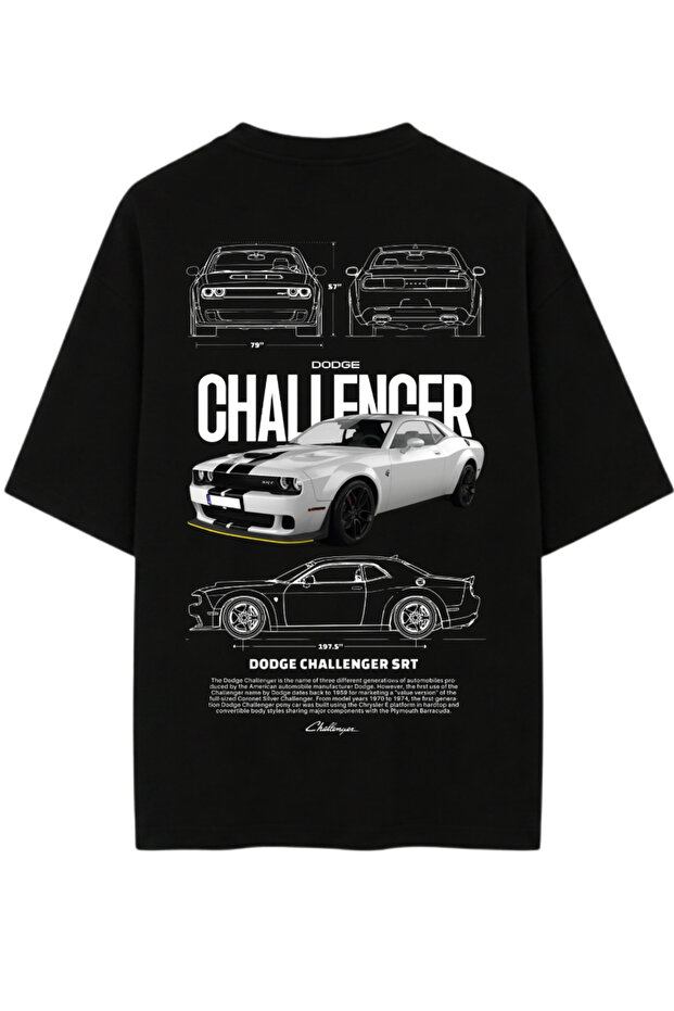 Car Drawing Printed Black Relaxed Fit Unisex T-Shirt