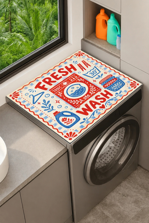 Clothes Dryer Top Organizer Mat Liquid-Proof Cover Sea Breeze Wash