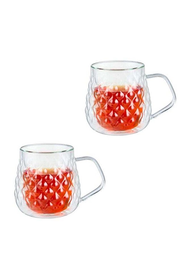 2-Piece Double Wall Glass Cups 300 Milliliter Clear